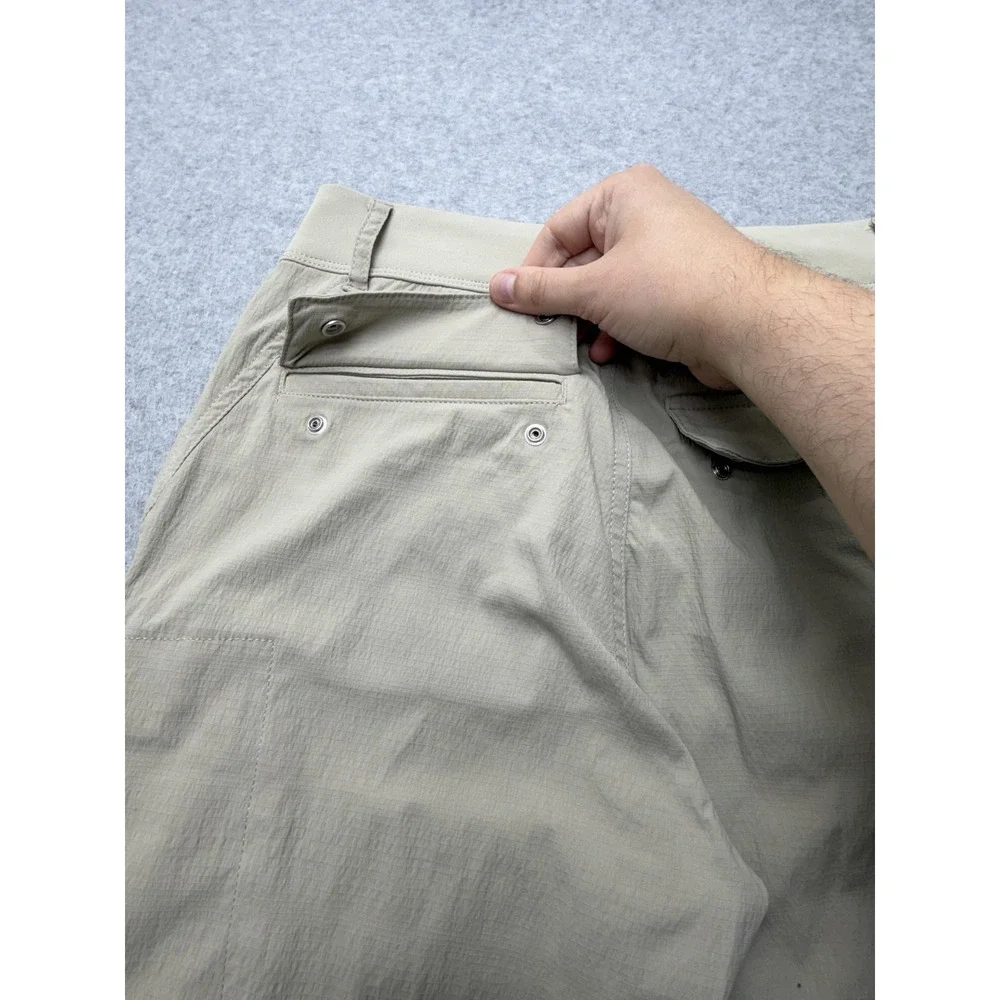 Athleta Trekkie Utility Cargo Pants Womens 0 Beige Hiking Travel Zip Pockets